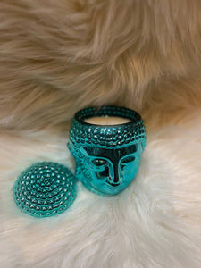 Teal Buddha Head Candles