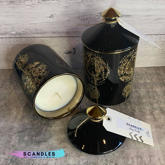 Black & Gold Dandelion Canister Candle