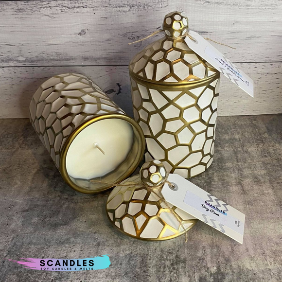 White & Gold Geo Canister Candle