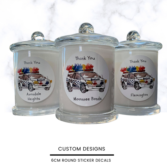 Custom - 6cm round candle sticker decals